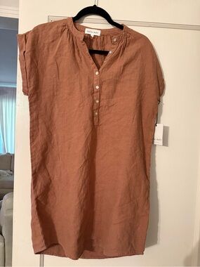 bella dahl Rust Linen Henley Dress